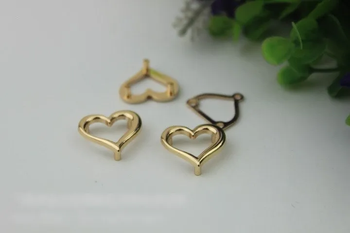 Heart Shaped Purse Label 1/10pcs Bag Hardware Charm Light Gold Handmade Purse Handbag Making Metal Decoration 20mm 3/4" Wholesale Supplies