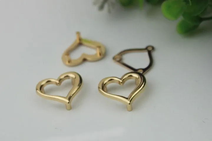 Heart Shaped Purse Label 1/10pcs Bag Hardware Charm Light Gold Handmade Purse Handbag Making Metal Decoration 20mm 3/4" Wholesale Supplies