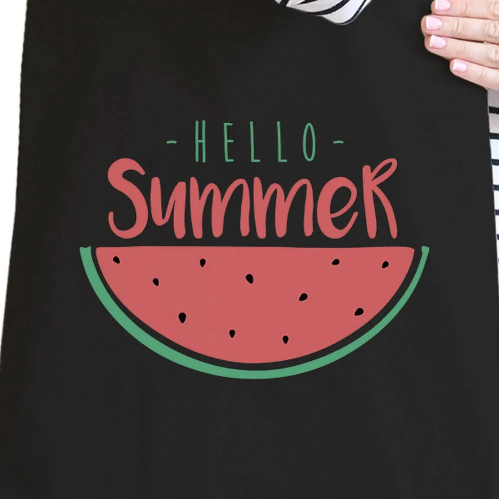 Hello Summer Watermelon Black Canvas Bags