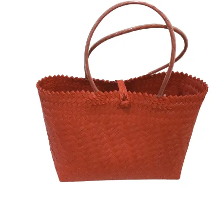 Helping Hands Penan Coral Handwoven Basket Style Tote Bag