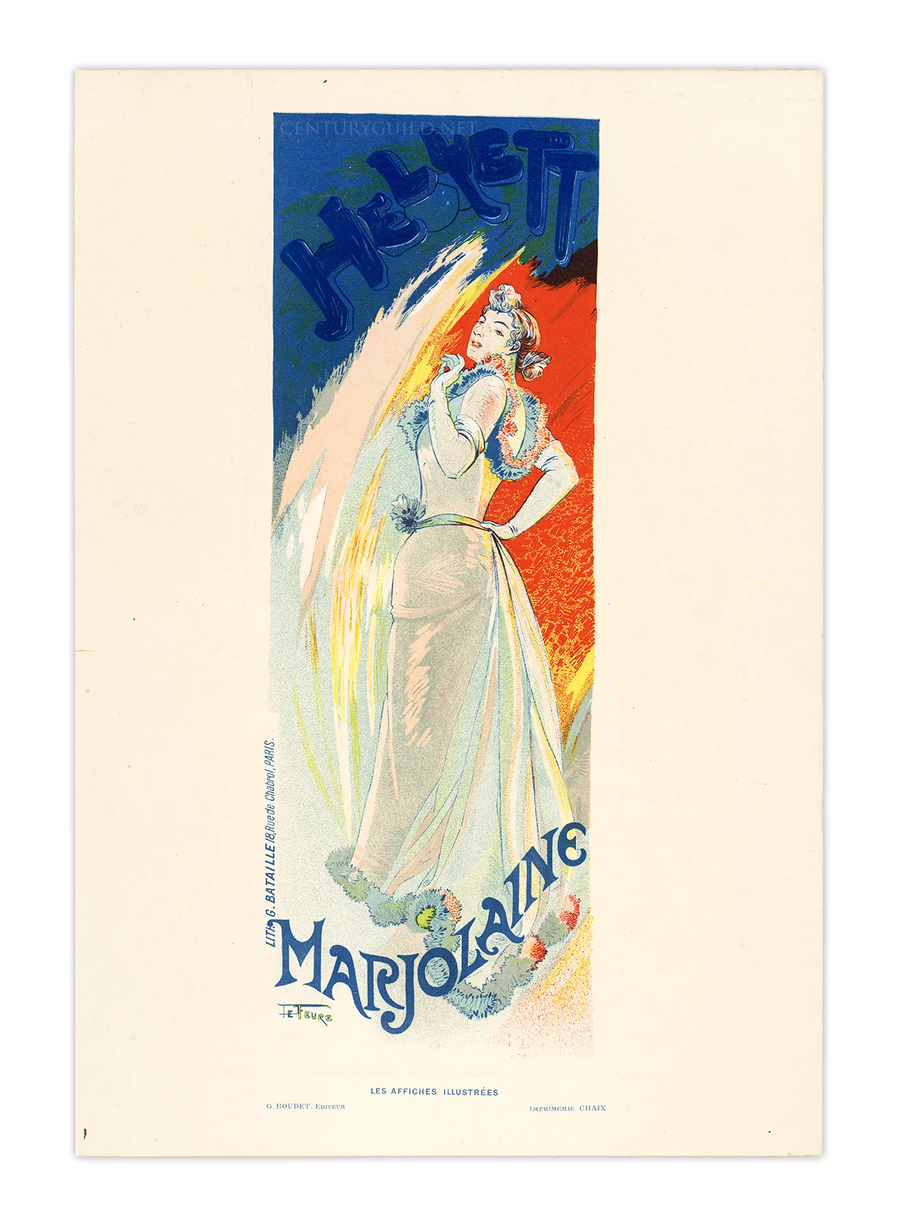 Hélyett Marjolaine by Georges de Feure, Art Nouveau theater lithograph, 1896