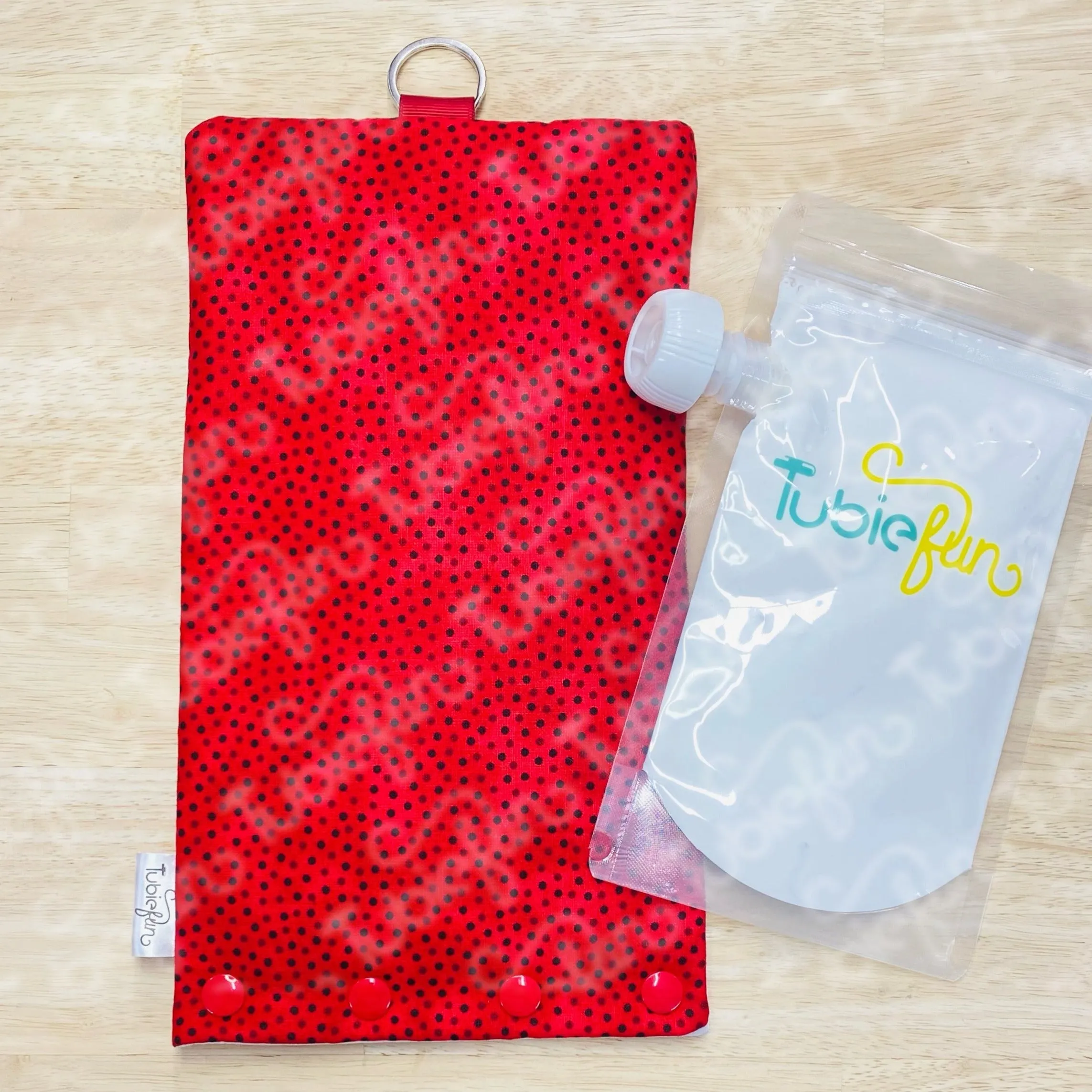 Insulated Milk Bag Suitable for Reusable Pouches - Black Dots on Red