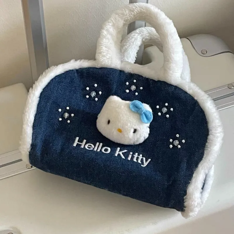 Kitty Denim Embroidered Handbag KI379