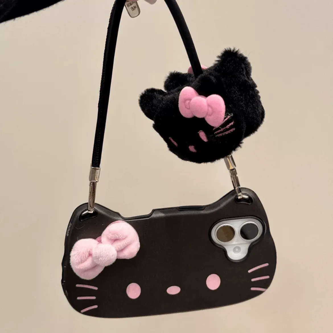 Kitty Plush Bowknot Handbag iPhone Case