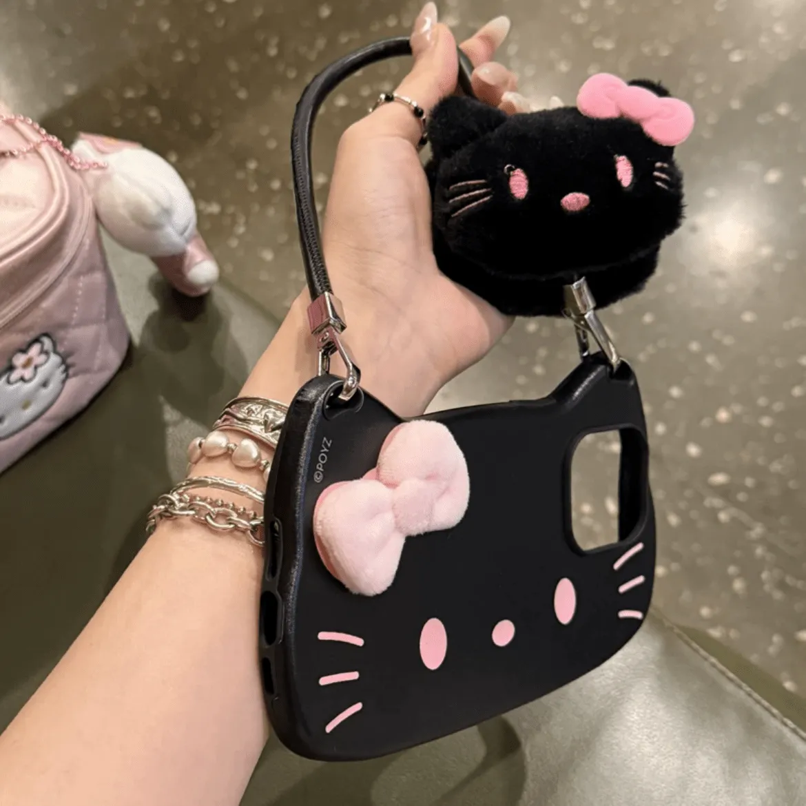 Kitty Plush Bowknot Handbag iPhone Case