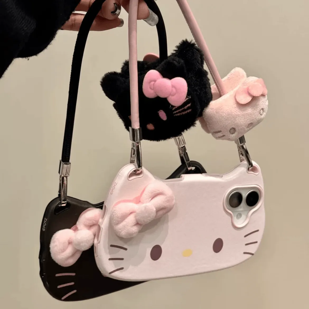 Kitty Plush Bowknot Handbag iPhone Case