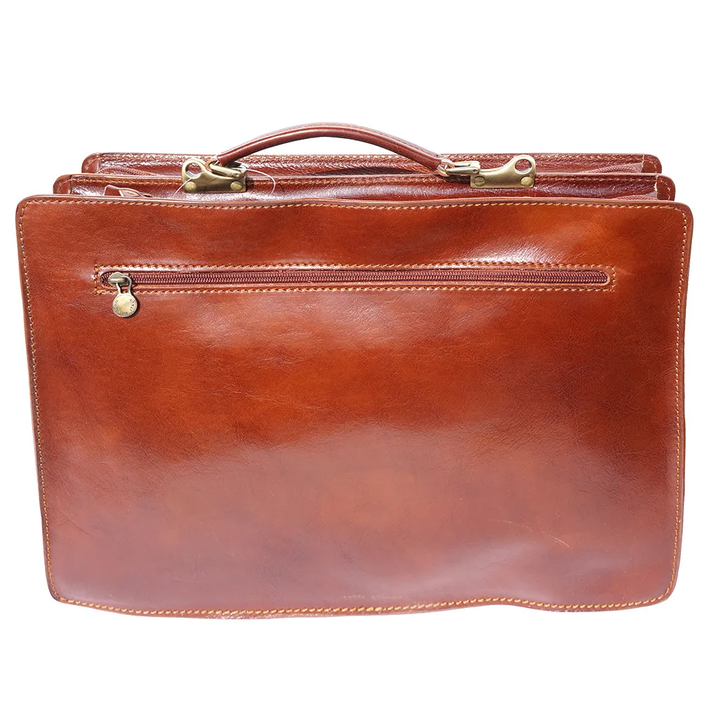 Leather briefcase Business class with two compartments