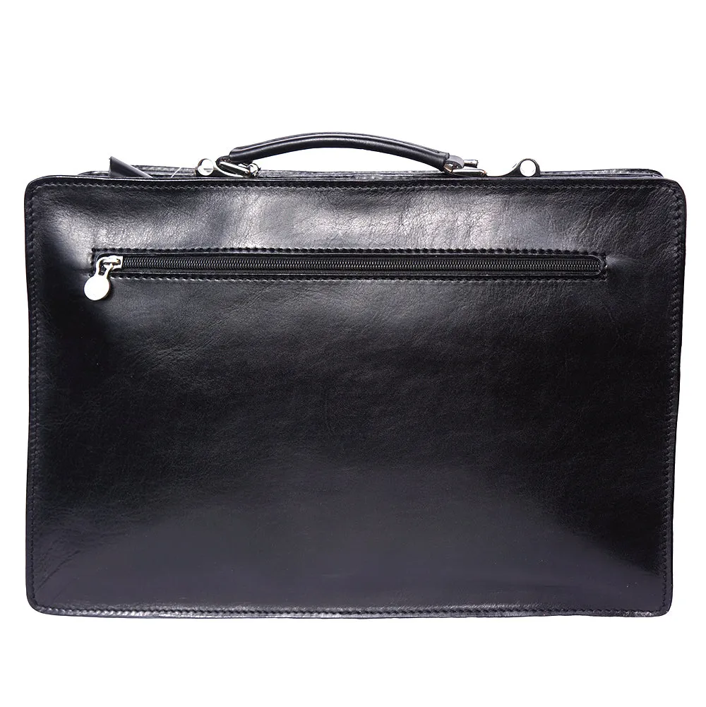 Leather briefcase Business class with two compartments