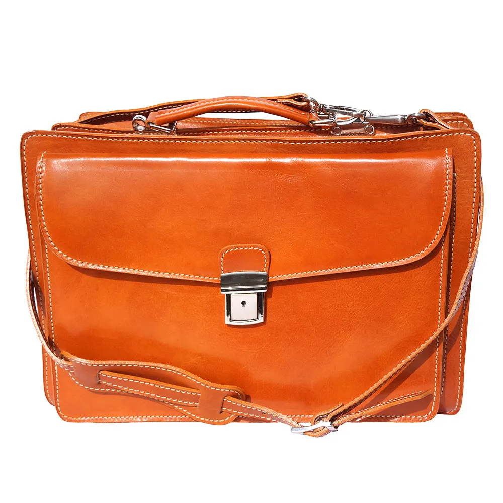 Leather briefcase Business class with two compartments