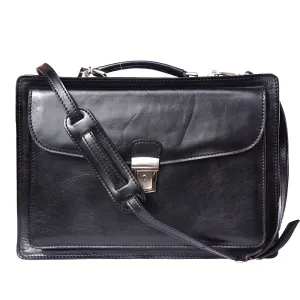 Leather briefcase Business class with two compartments