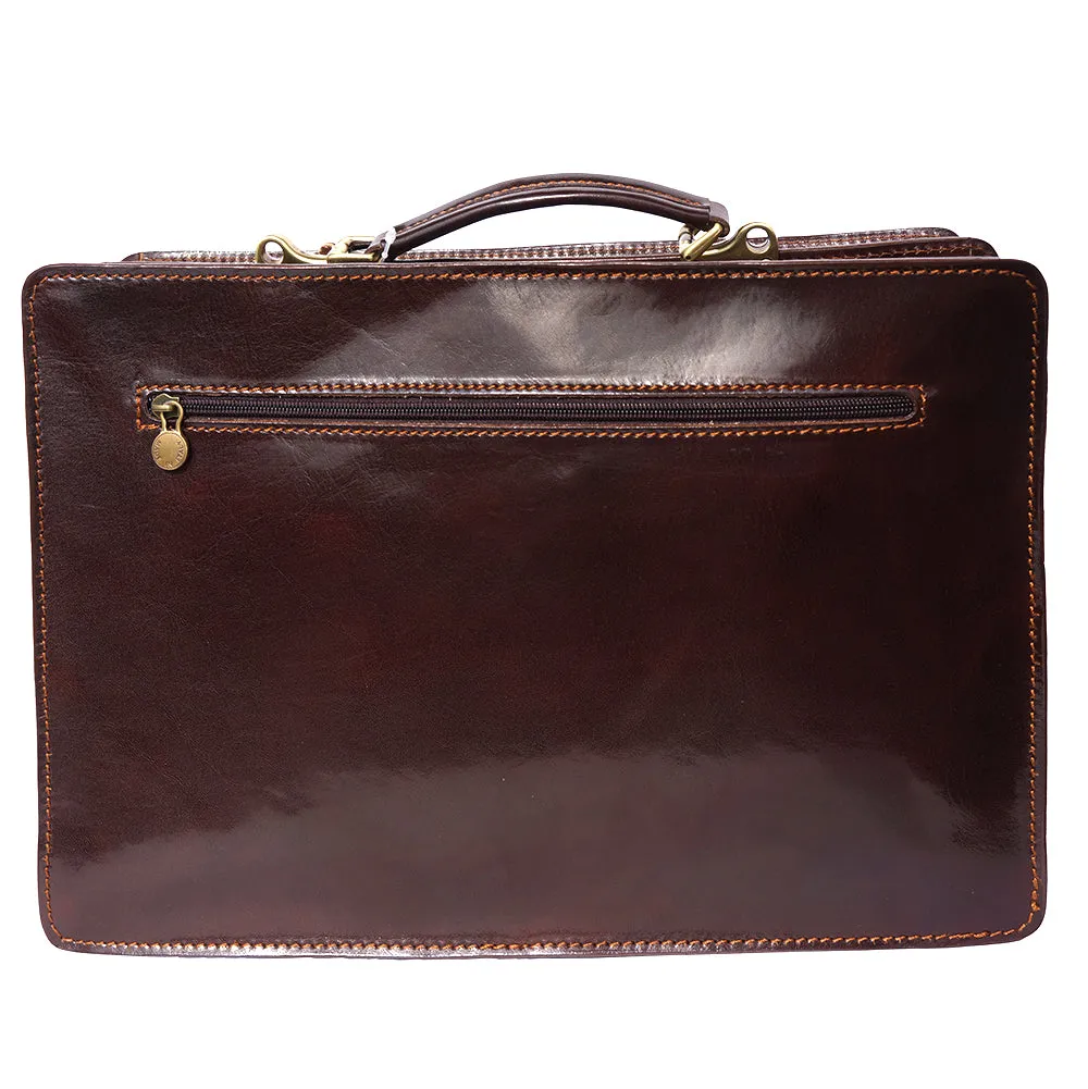 Leather briefcase Business class with two compartments