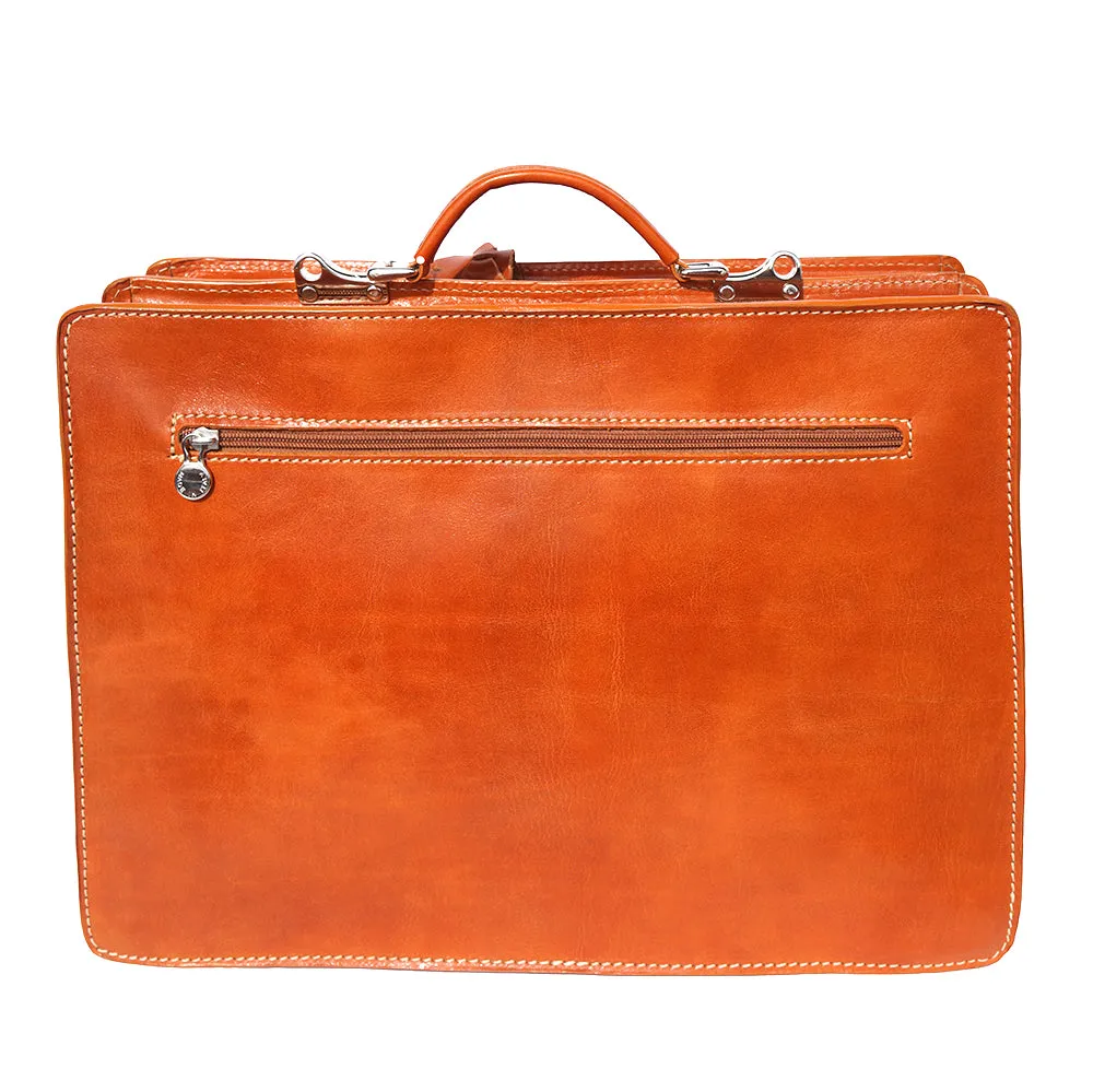 Leather briefcase Business class with two compartments