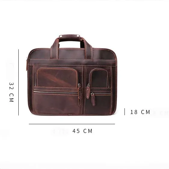 Leather Business Bag Retro Shoulder Bag High-capacity Handbags For Men B11068