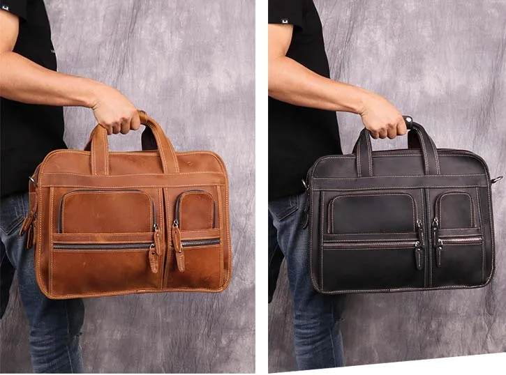 Leather Business Bag Retro Shoulder Bag High-capacity Handbags For Men B11068