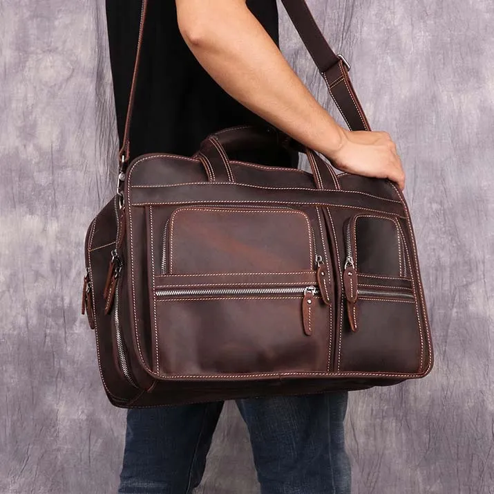 Leather Business Bag Retro Shoulder Bag High-capacity Handbags For Men B11068