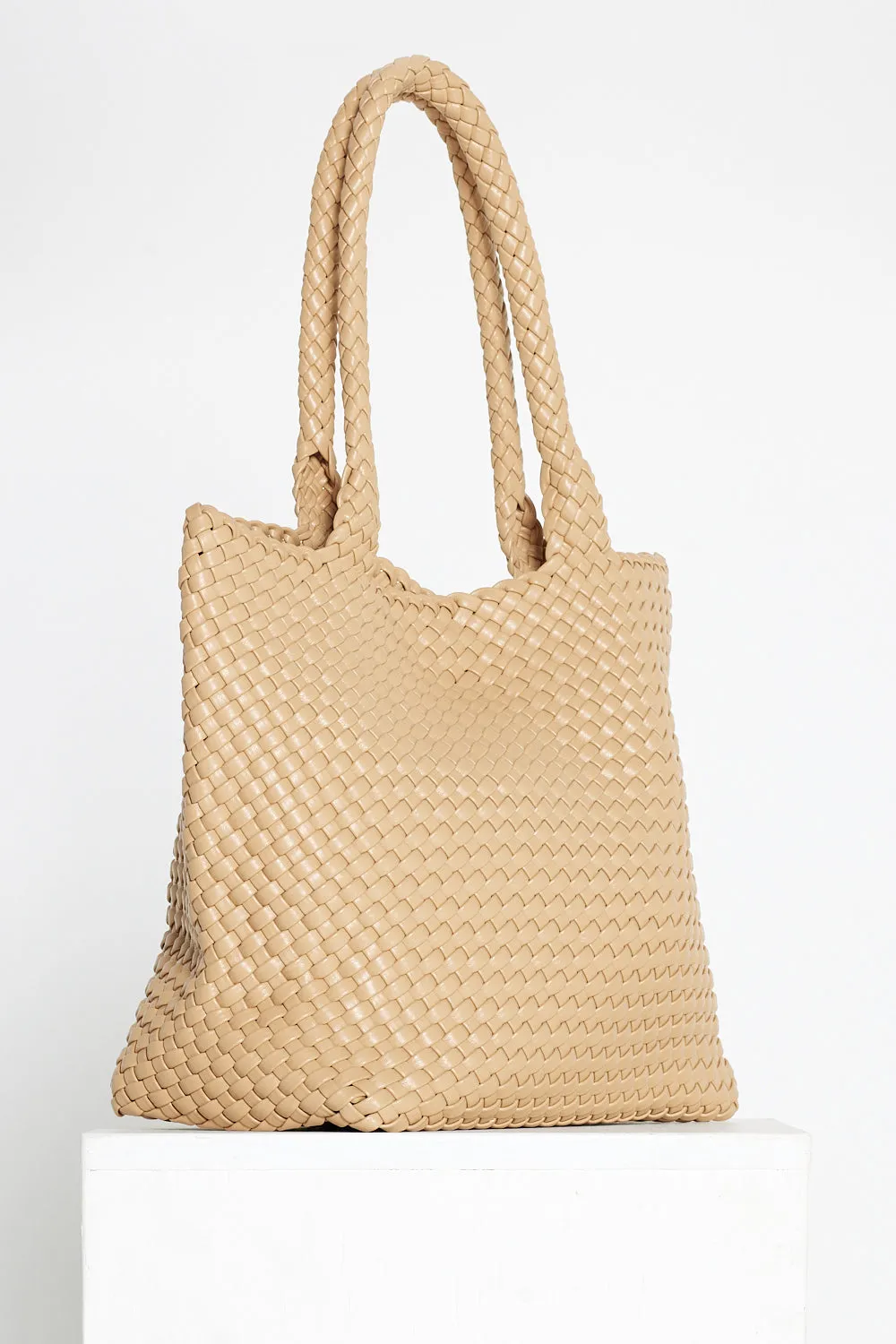 Lois Woven Bag & Clutch - Beige