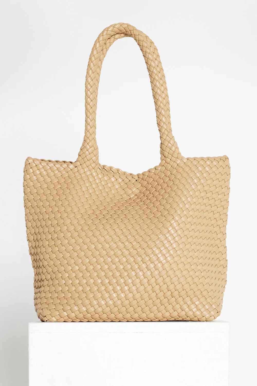 Lois Woven Bag & Clutch - Beige