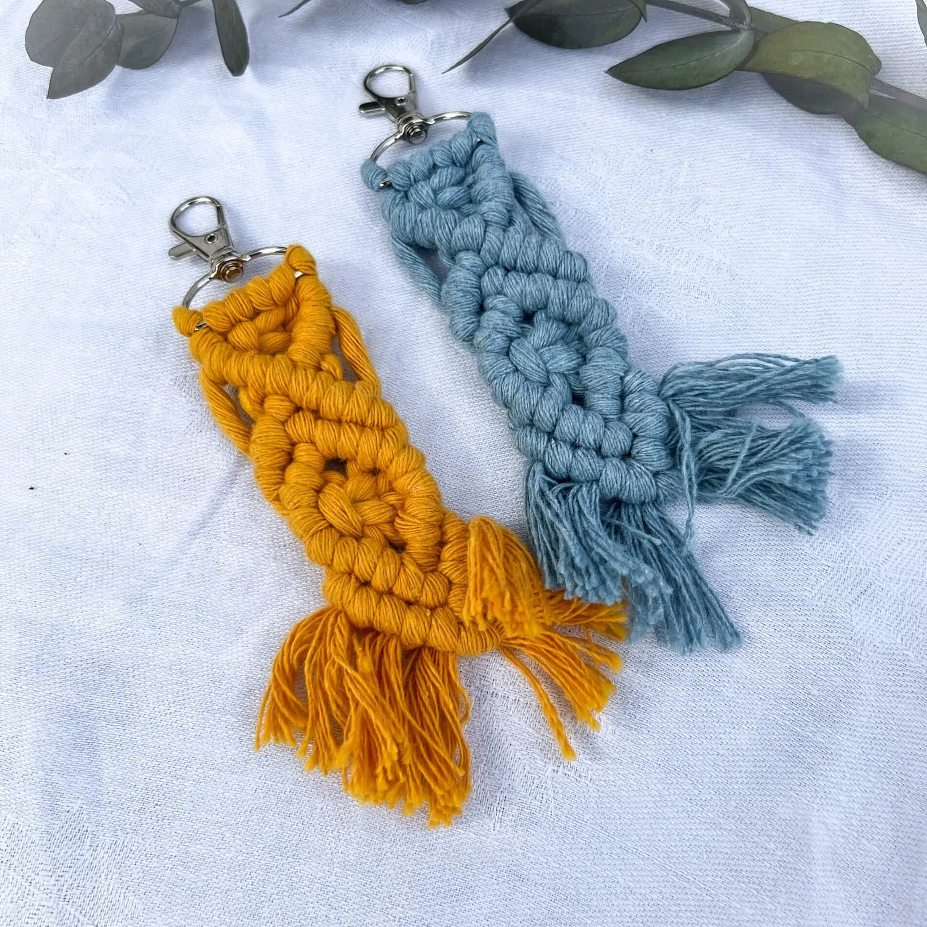 Macramé Helix Handbag Charm Keyring - Mustard