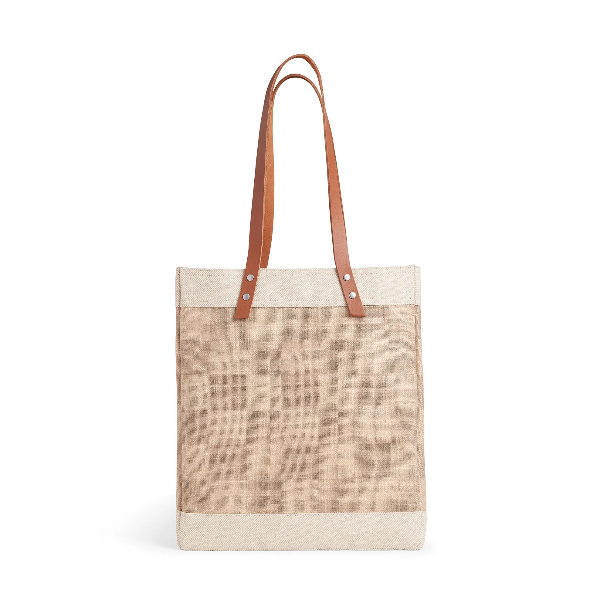 Market Tote in Checker with Black Monogram