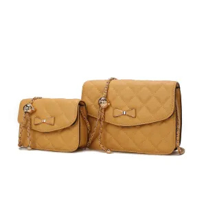 MKF Collection Blossom Quilted Women's Shoulder Bag with a Mini Bag set Handbag By Mia K