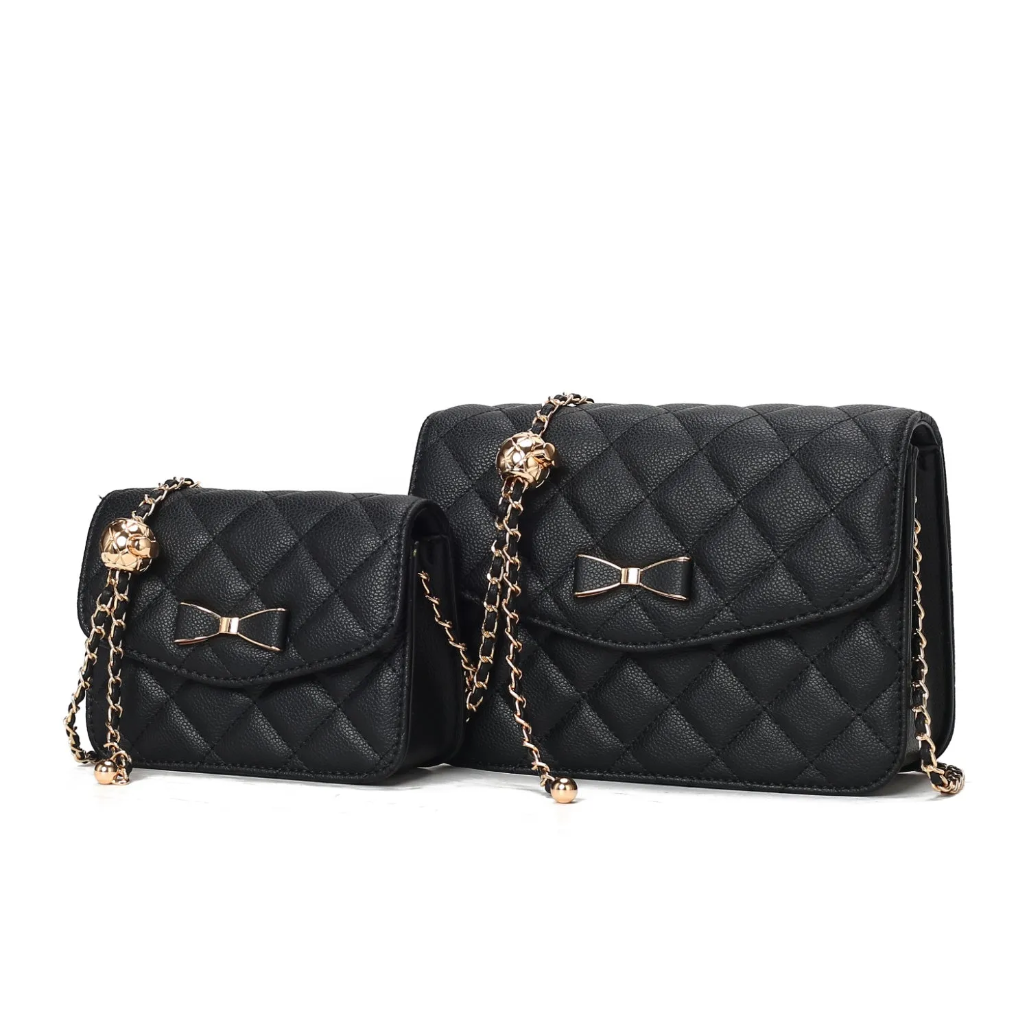 MKF Collection Blossom Quilted Women's Shoulder Bag with a Mini Bag set Handbag By Mia K