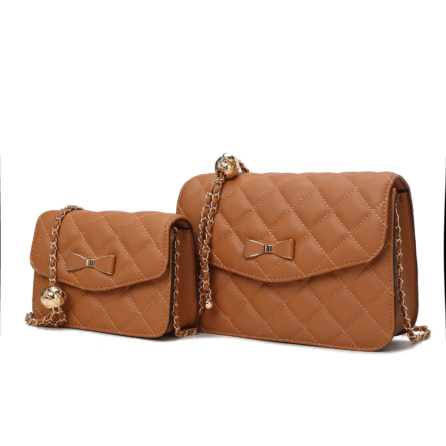 MKF Collection Blossom Quilted Women's Shoulder Bag with a Mini Bag set Handbag By Mia K