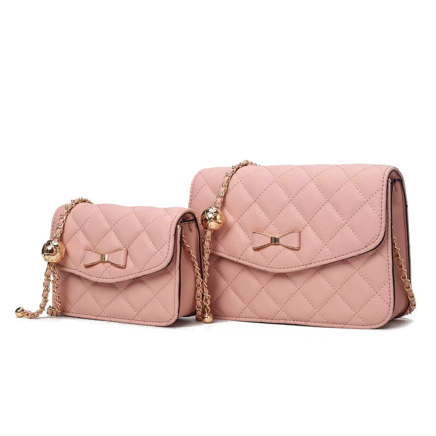 MKF Collection Blossom Quilted Women's Shoulder Bag with a Mini Bag set Handbag By Mia K