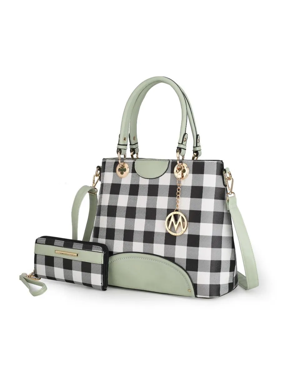 MKF Collection Gabriella Checkers Handbag with Wallet by Mia k