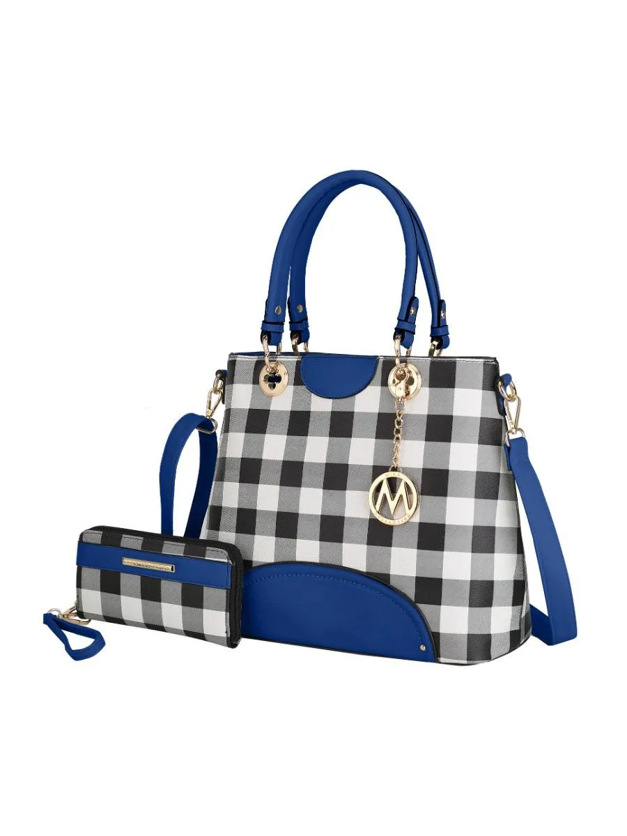 MKF Collection Gabriella Checkers Handbag with Wallet by Mia k