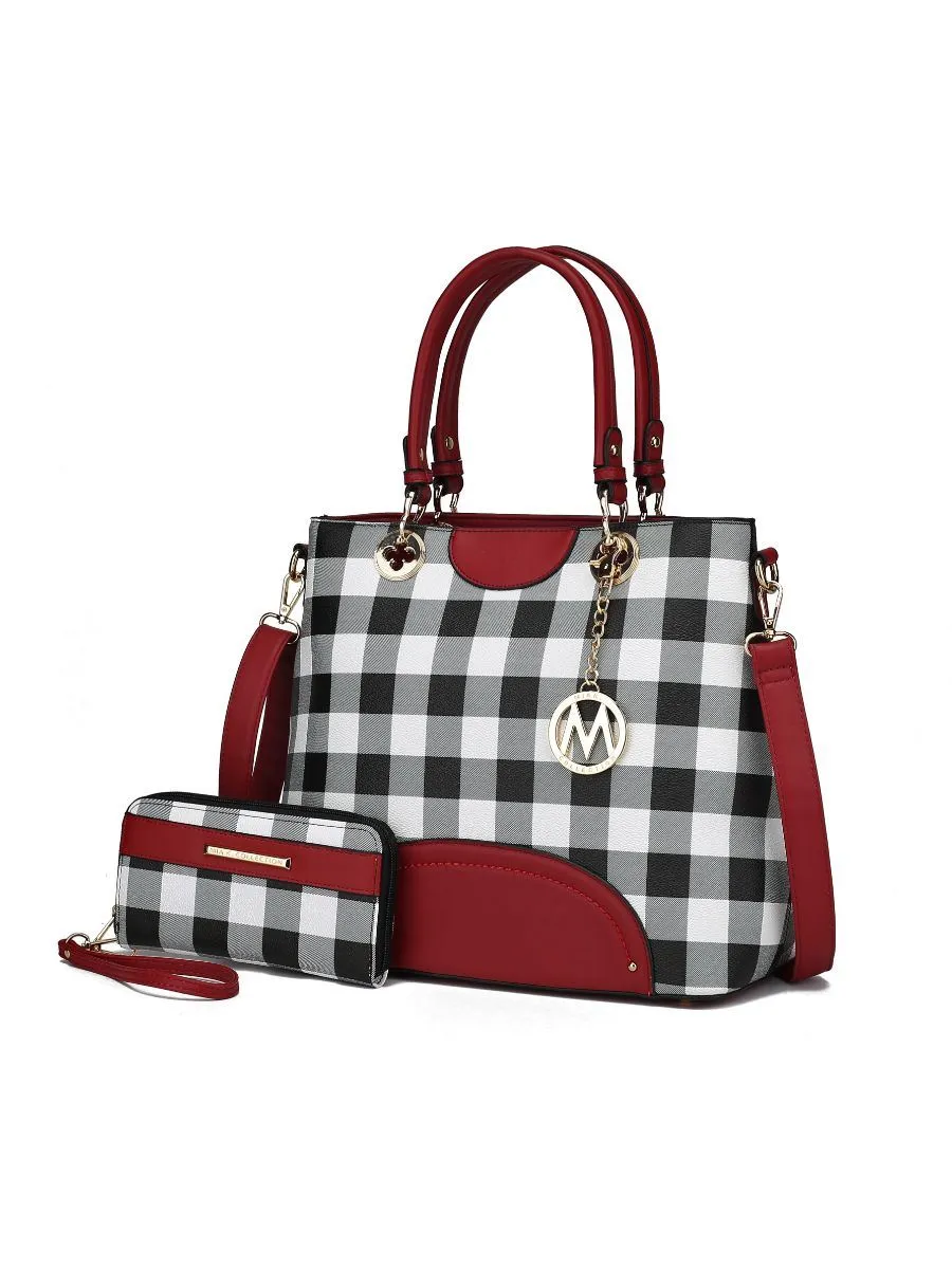 MKF Collection Gabriella Checkers Handbag with Wallet by Mia k