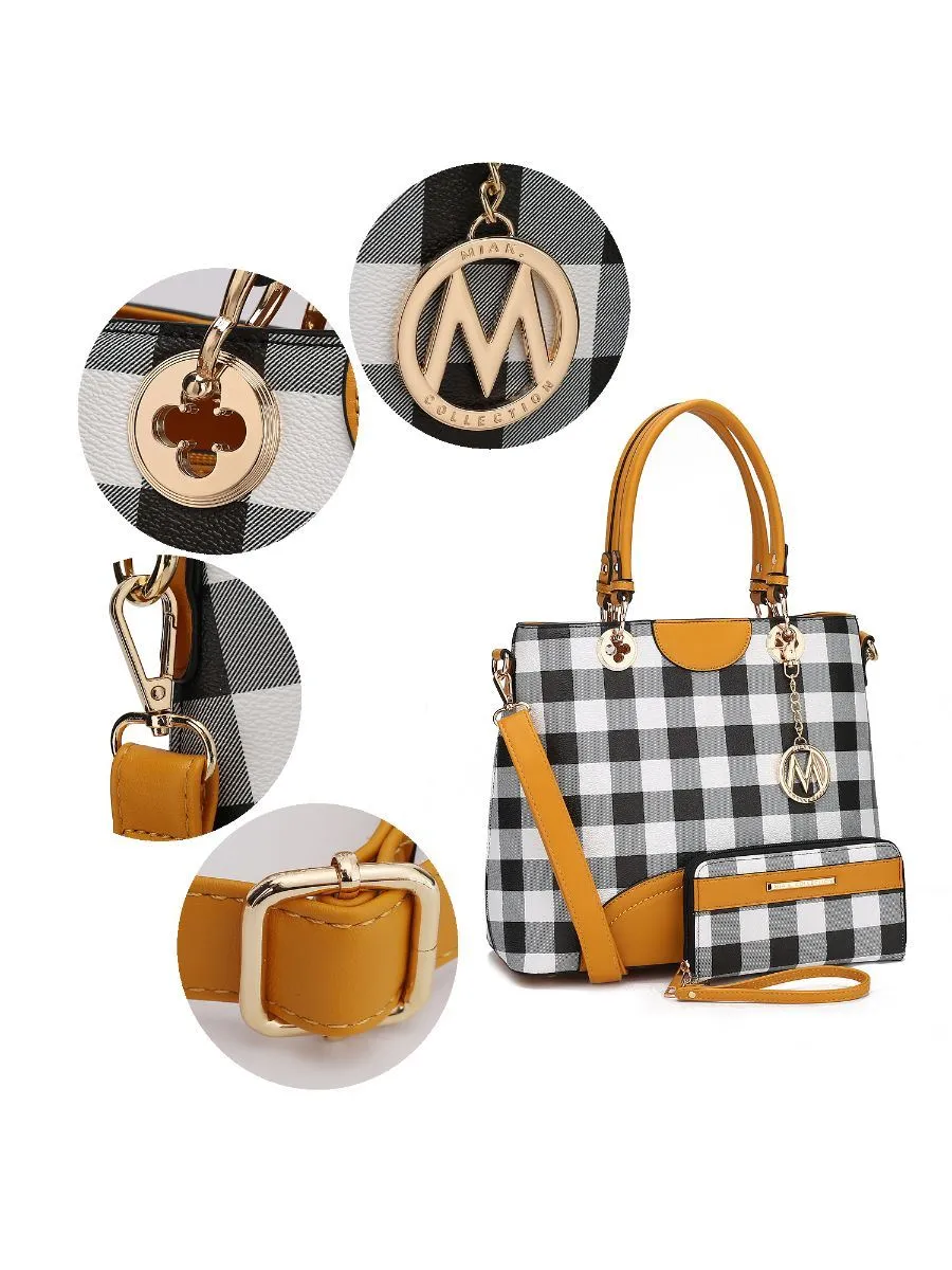 MKF Collection Gabriella Checkers Handbag with Wallet by Mia k