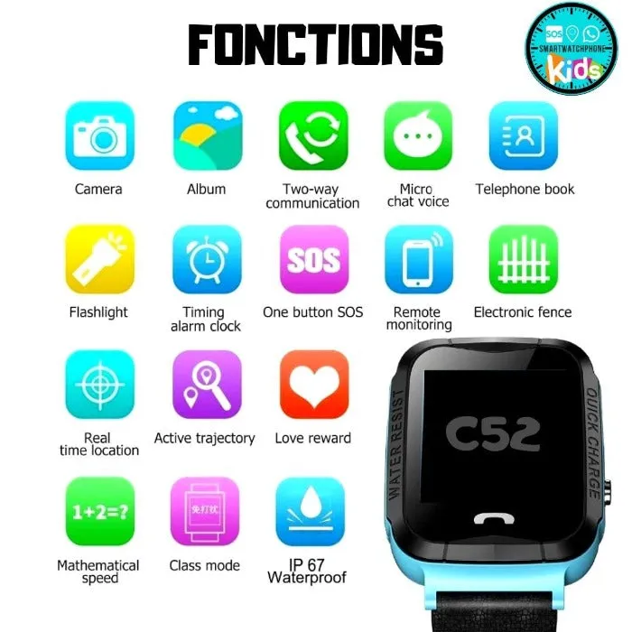 Montre connectée Enfant GPS T52 Waterproof