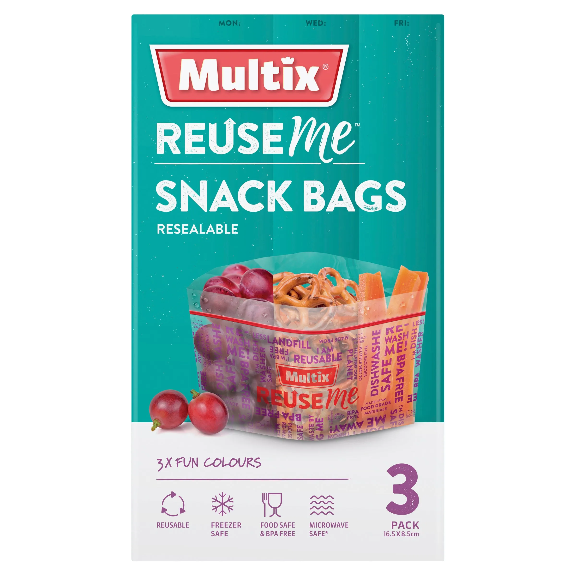 Multix ReuseMe Snack Bags 3 pack