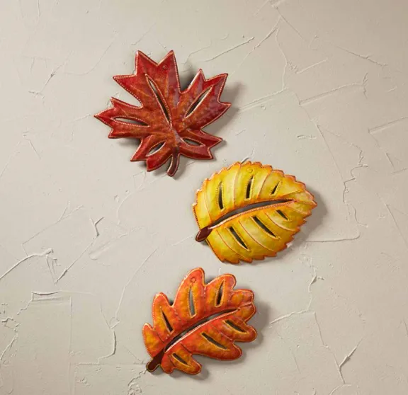 Orange Oak Leaf Wall Art