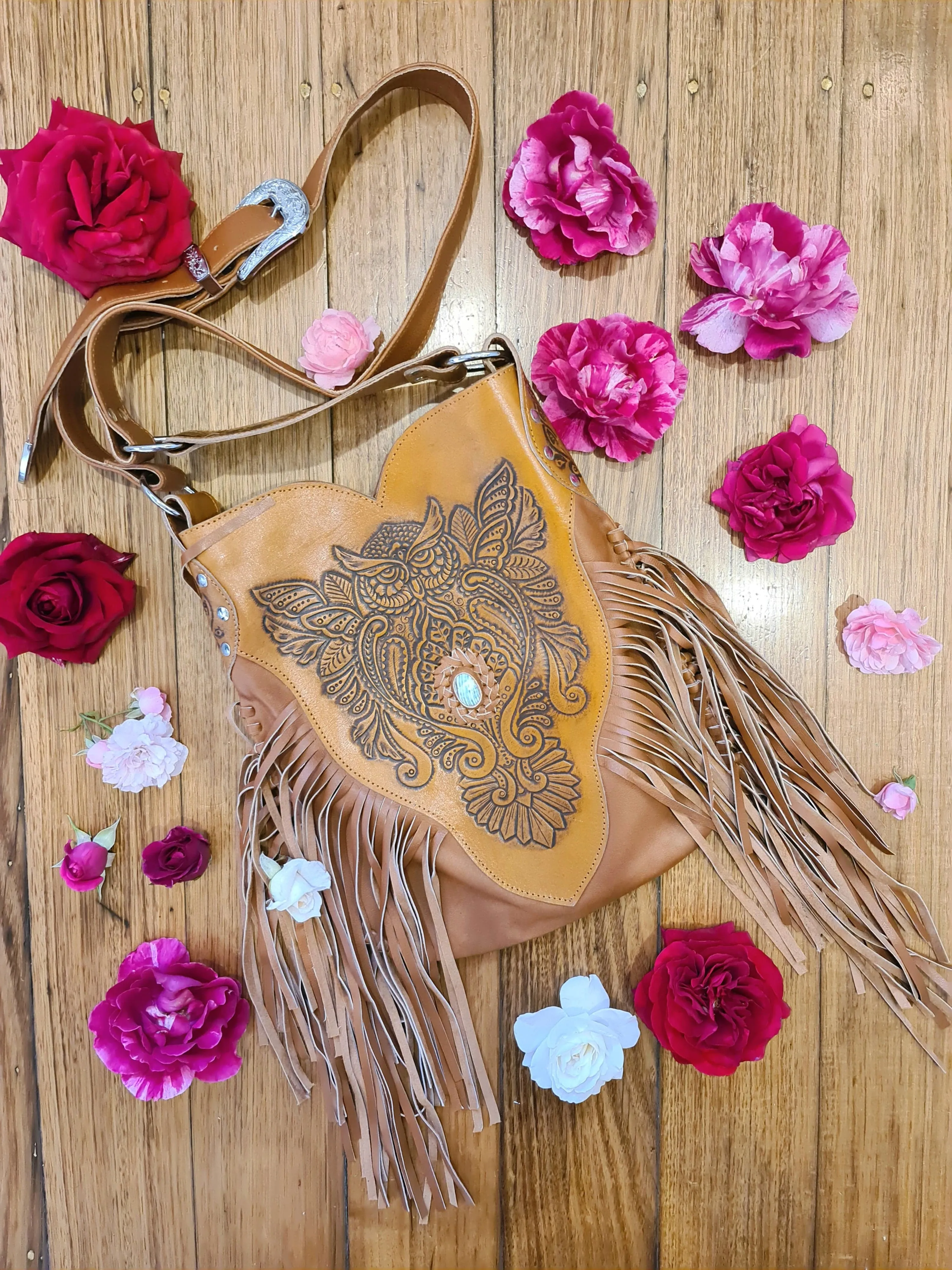 OWL CROSS BODY BAG TAN