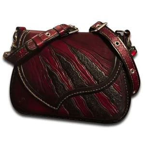 Oxblood & Black Tiger Claw Leather Handbag