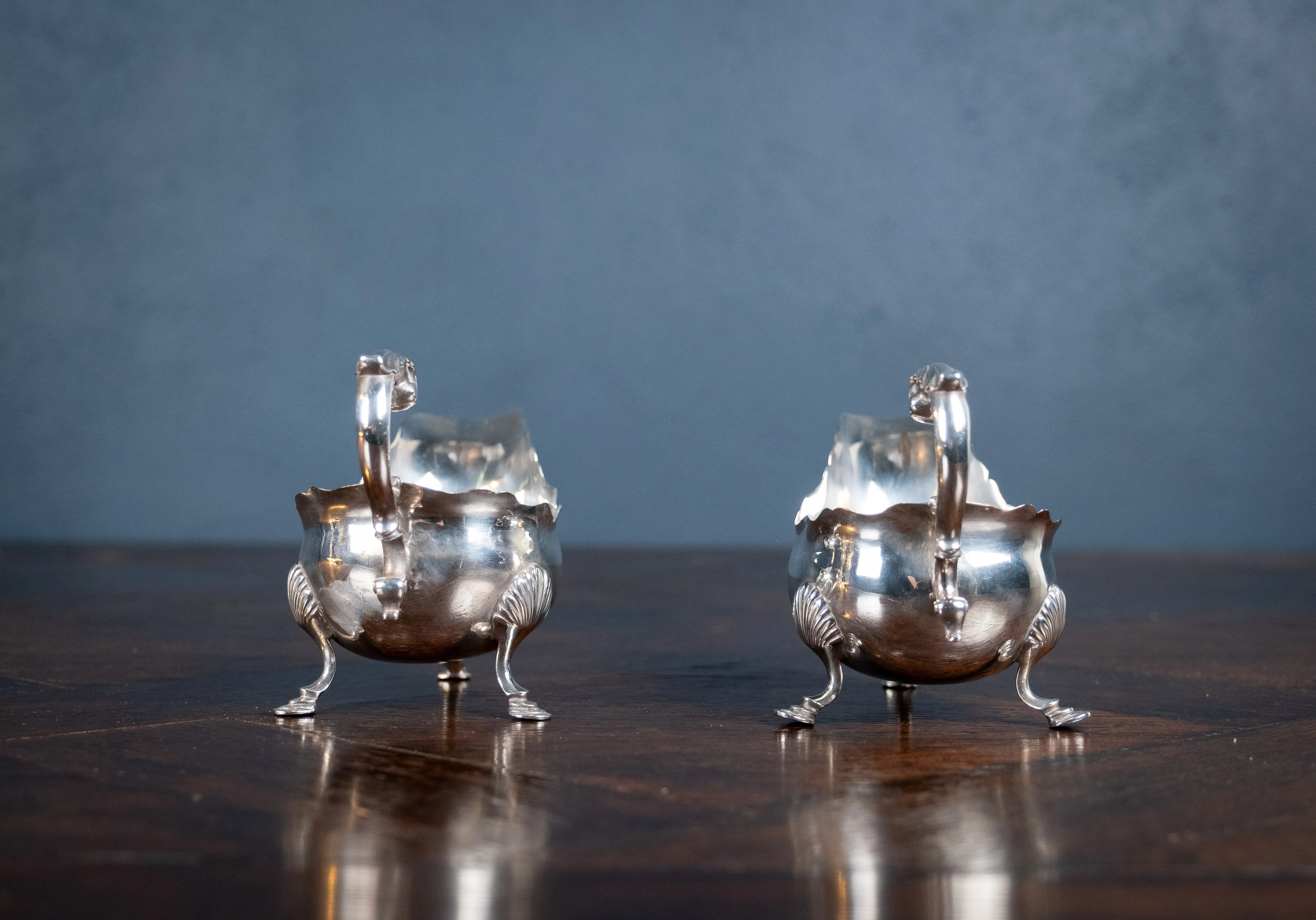 Pair Of Large Silver Sauce Boats by Abraham Portal, London, 1768.