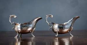 Pair Of Large Silver Sauce Boats by Abraham Portal, London, 1768.