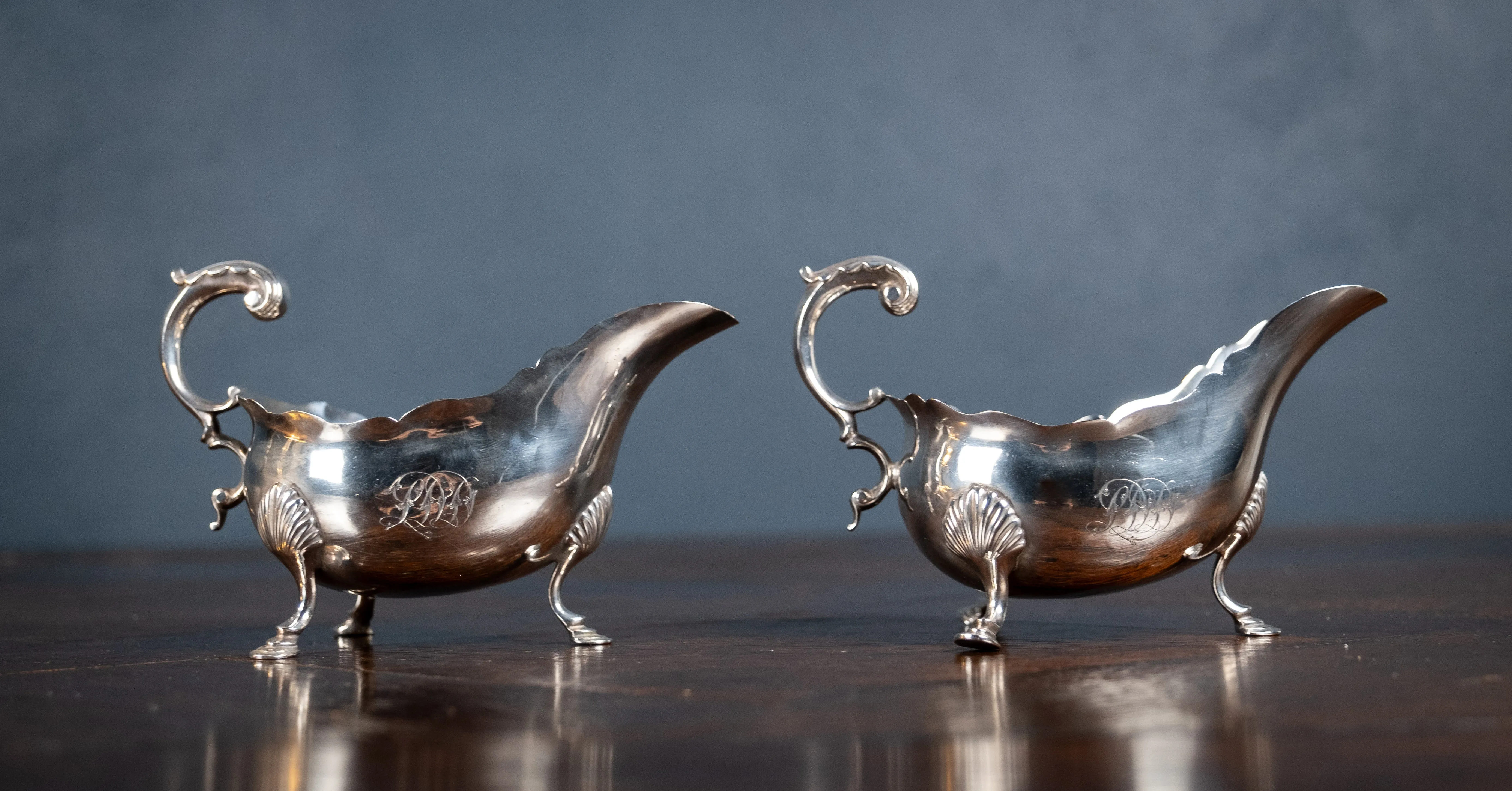 Pair Of Large Silver Sauce Boats by Abraham Portal, London, 1768.