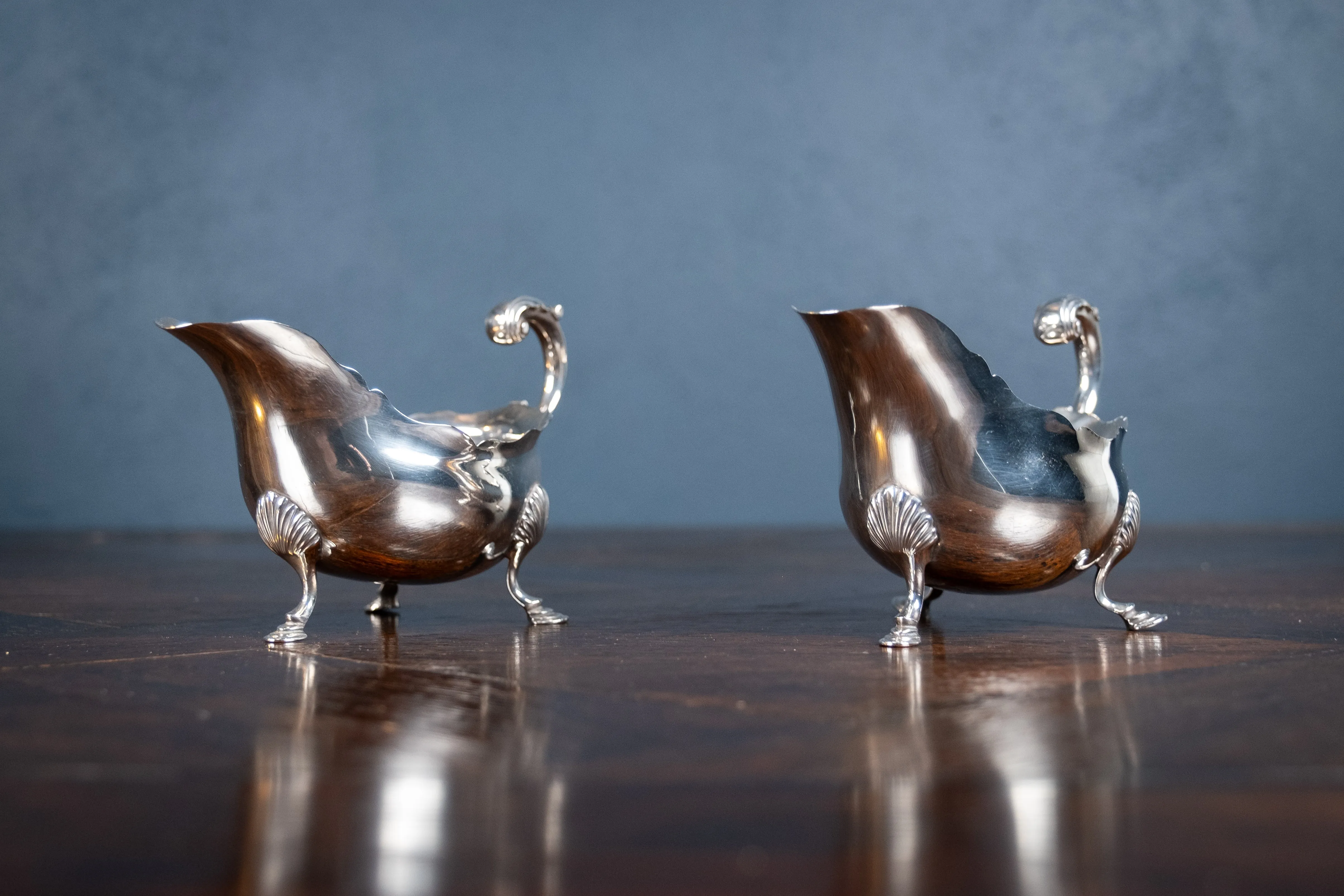 Pair Of Large Silver Sauce Boats by Abraham Portal, London, 1768.