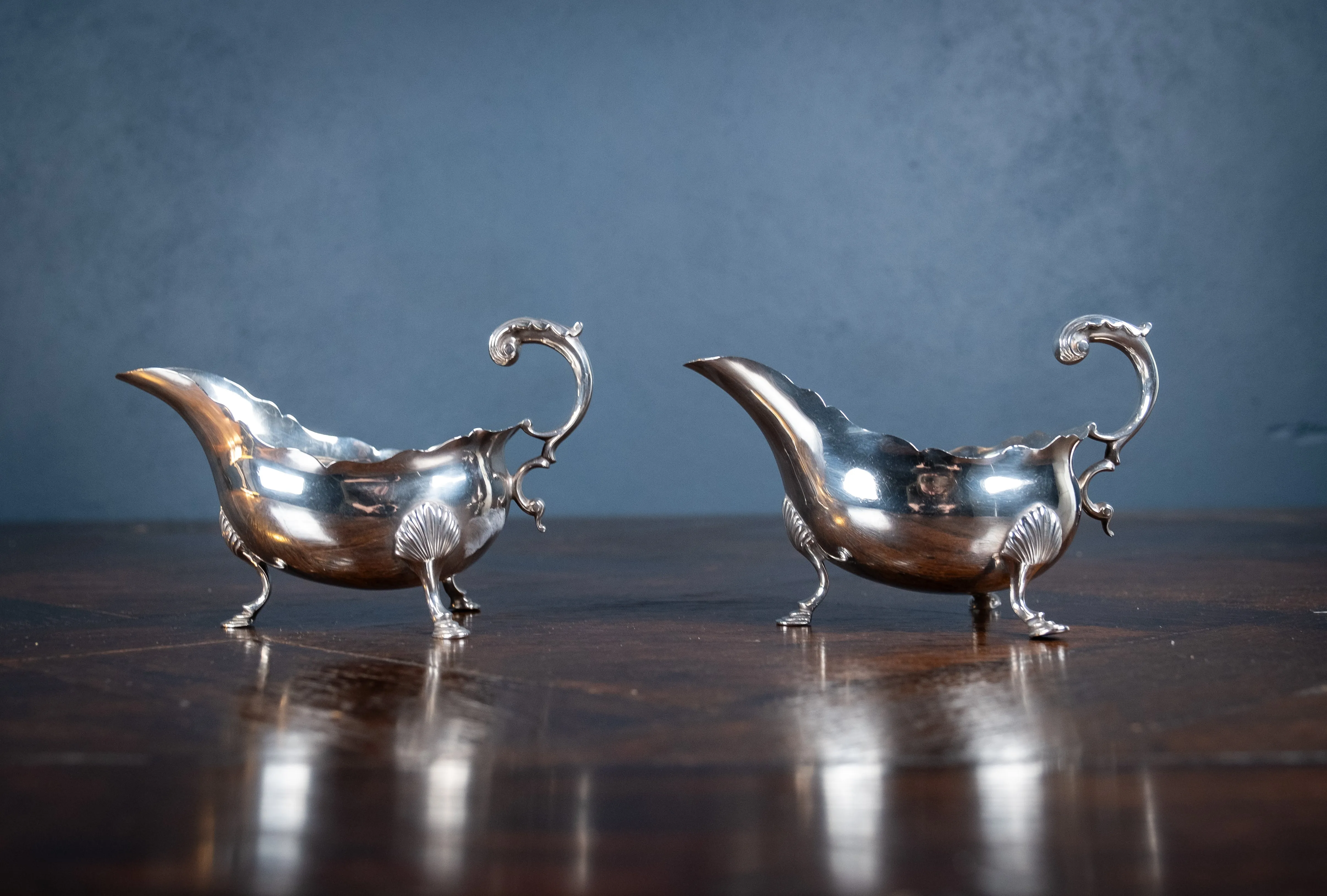 Pair Of Large Silver Sauce Boats by Abraham Portal, London, 1768.