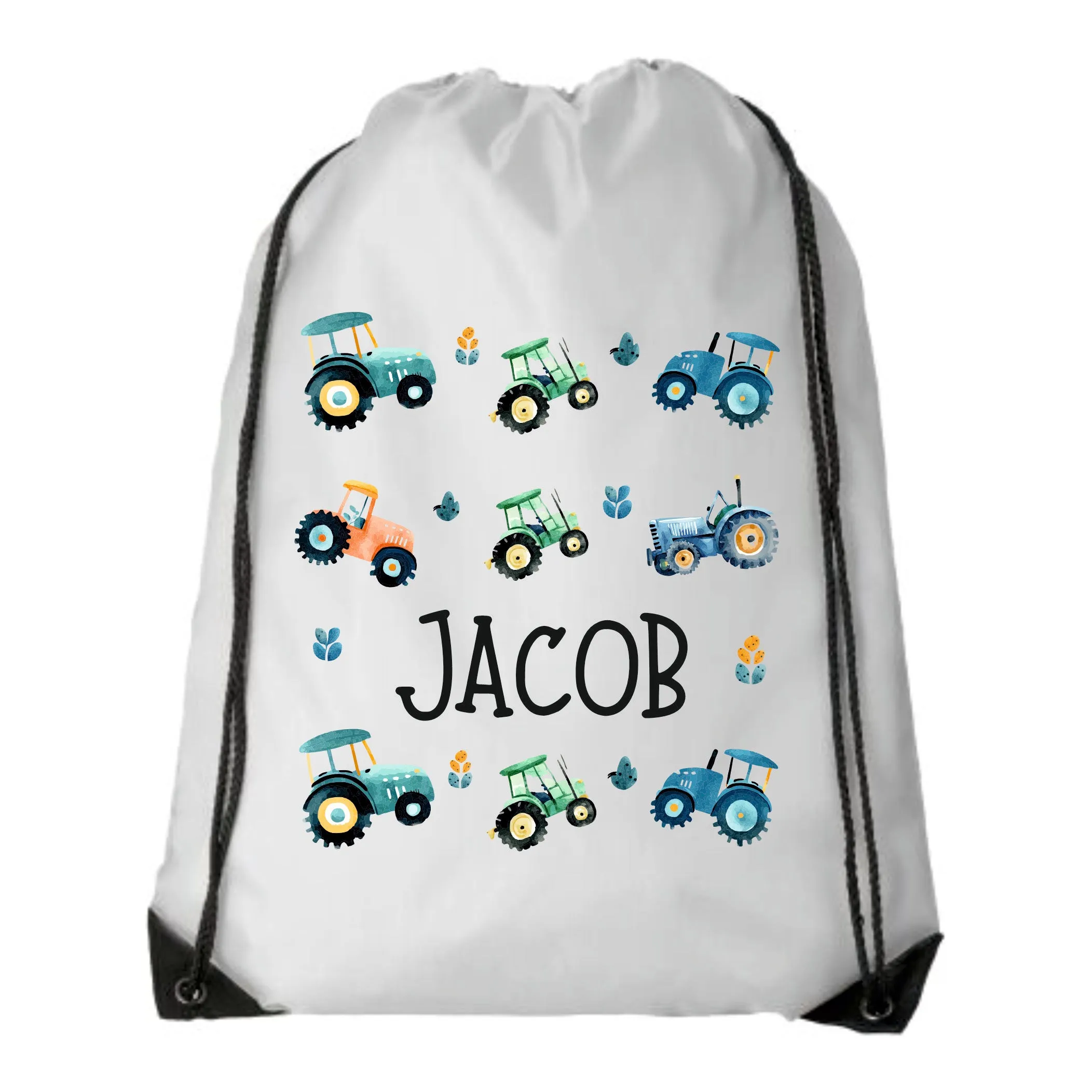 Personalised Tractor Kids Drawstring Bag - Swimming Bag - PE Bag - I Love Tractors