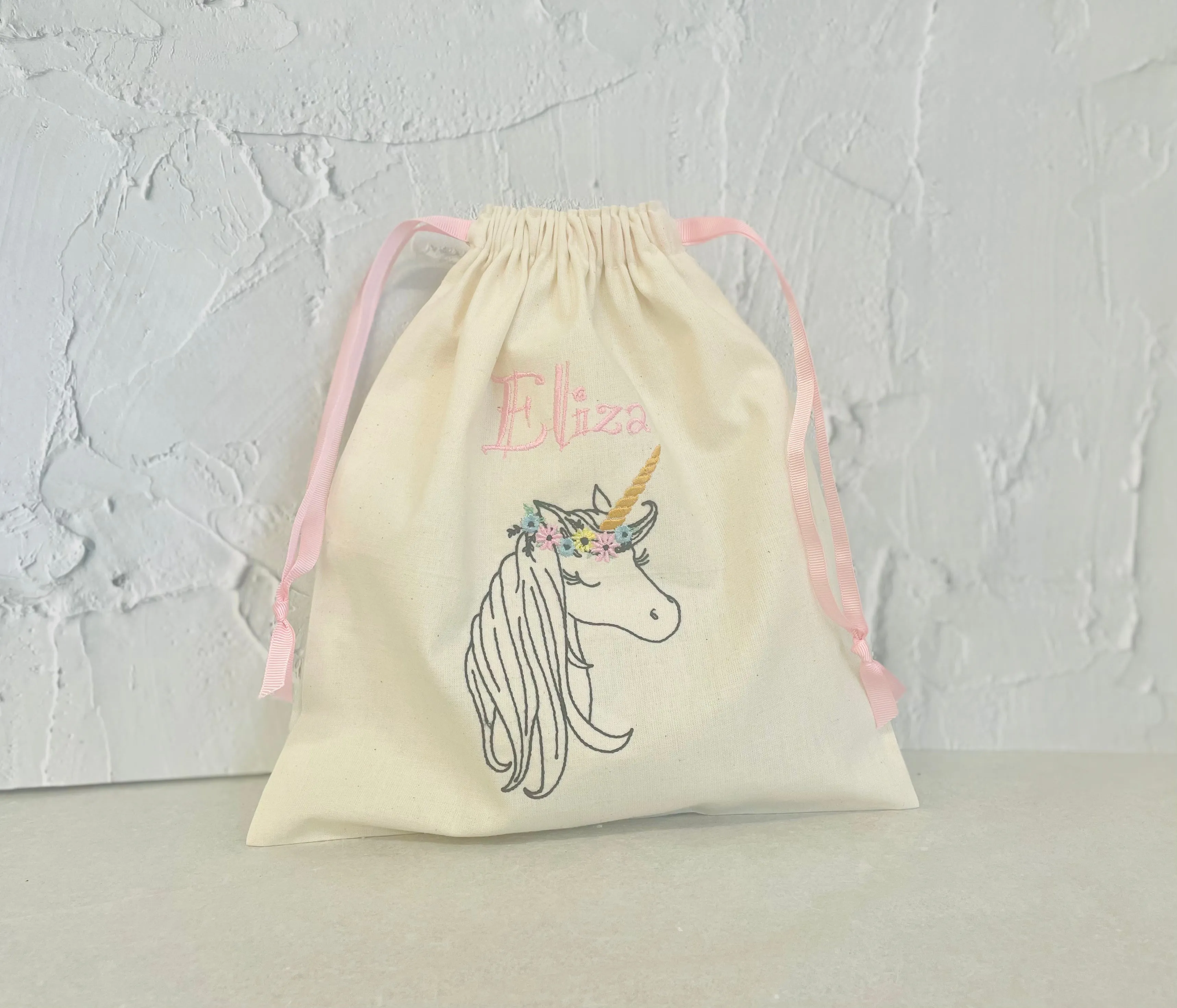 Personalised Unicorn Drawstring Bag.