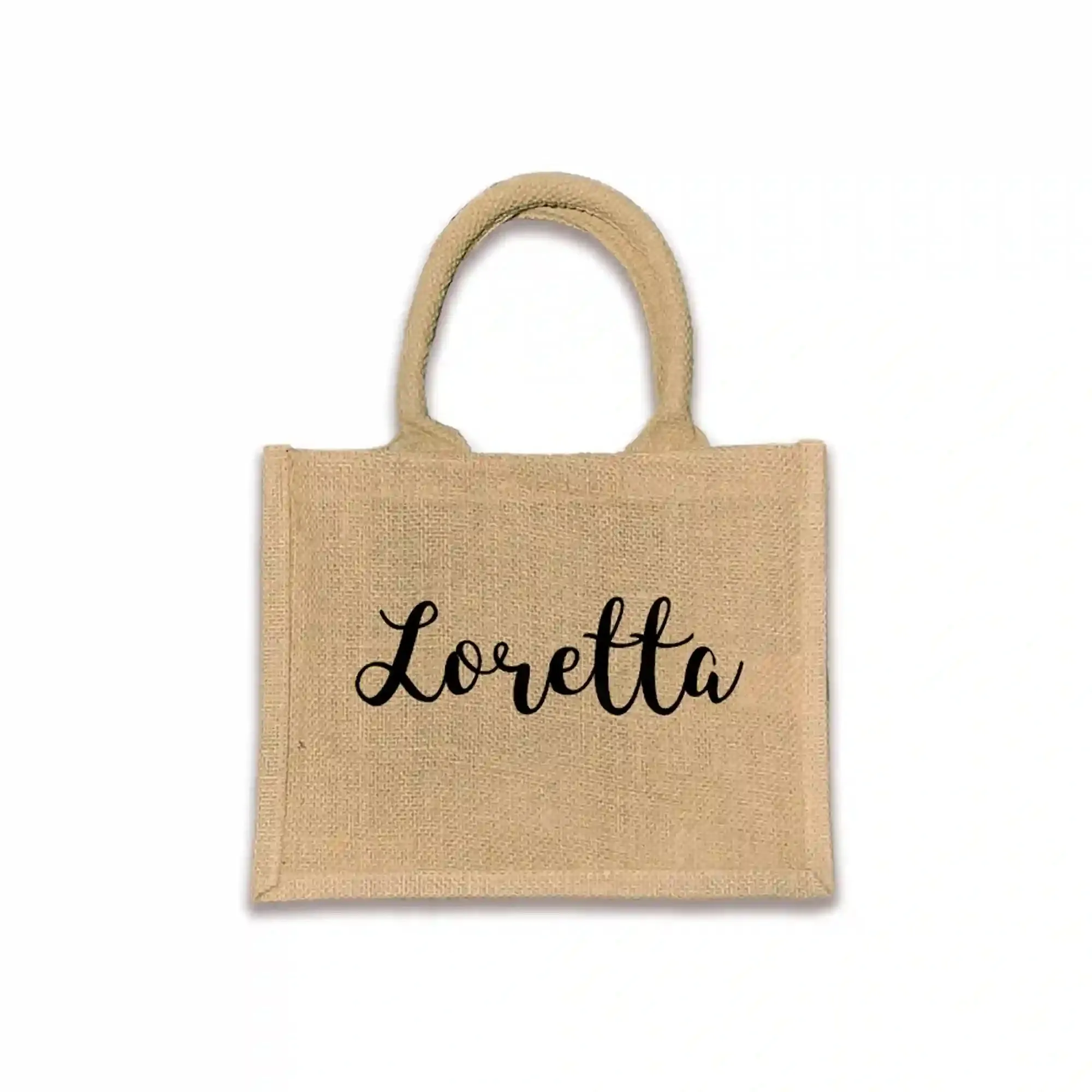 Personalized Boho Burlap Tote Bag