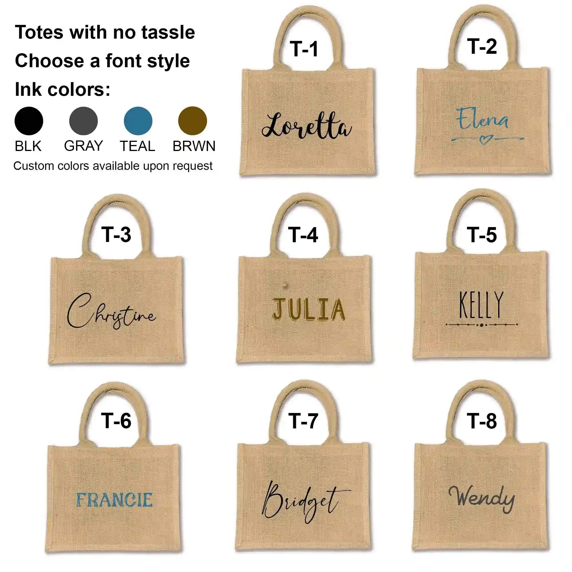 Personalized Boho Burlap Tote Bag