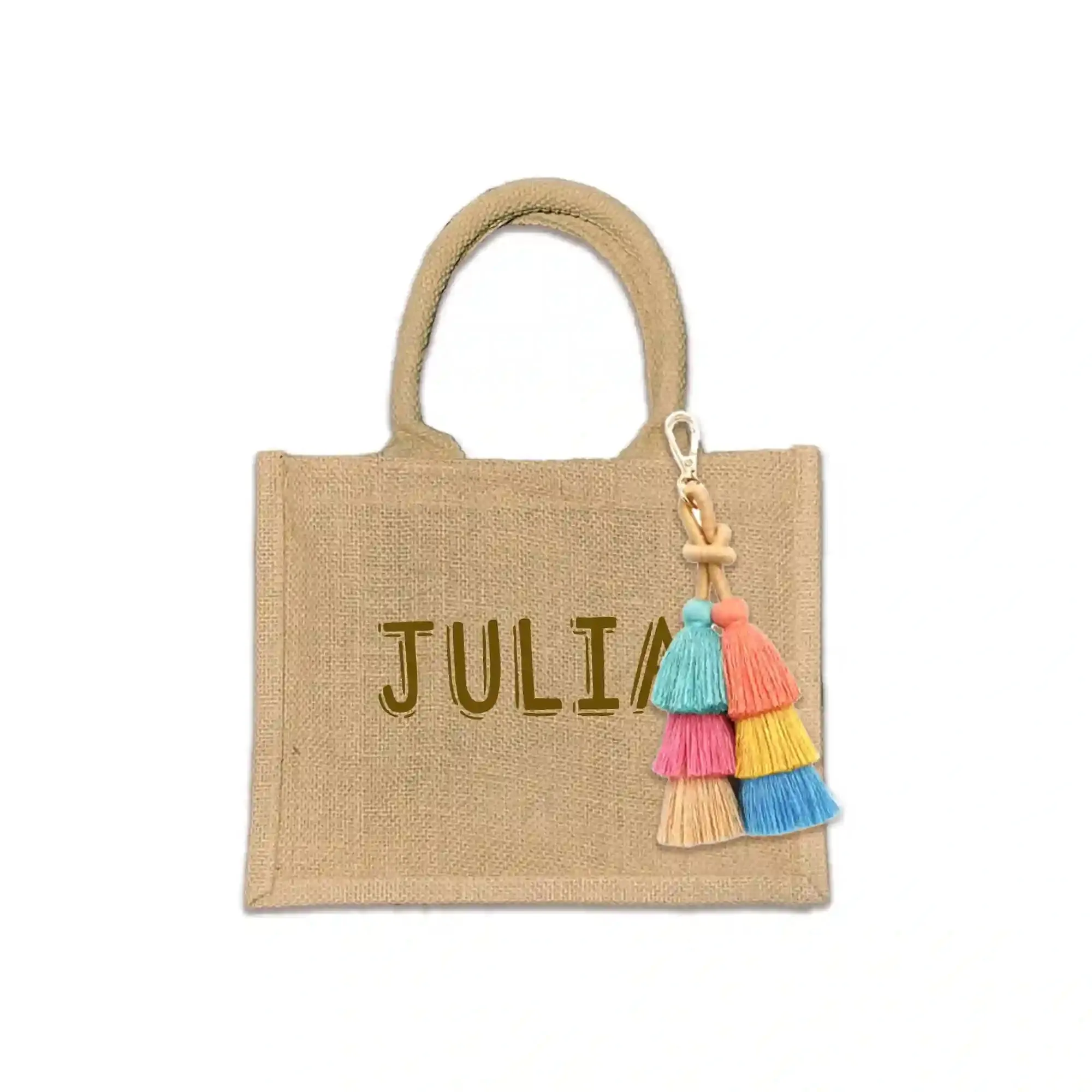 Personalized Boho Burlap Tote Bag