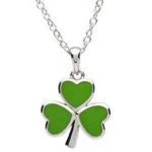 PlatinumWare Green Enamel Shamrock Pendant