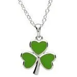 PlatinumWare Green Enamel Shamrock Pendant