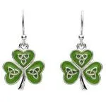 PlatinumWare Green Enamel Trinity Knot Shamrock Earrings