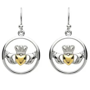 PlatinumWare Round Claddagh Earrings